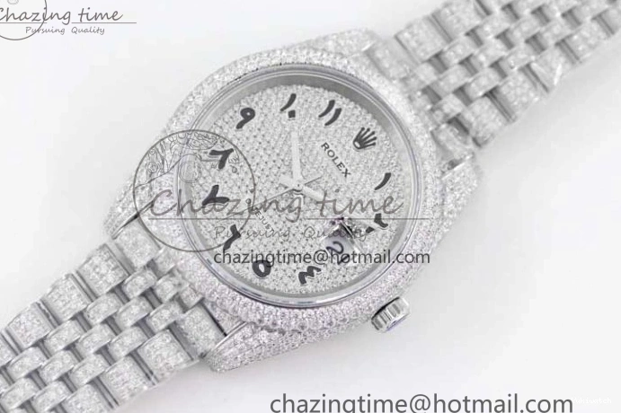 Full Arabic 41 Datejust on Dial Markers Best TWF 1:1 A2824 Edition SS Diamonds Bracelet Jubilee 0103